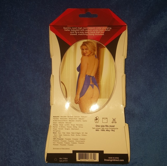 NIP Sexy Skimpy Dreamgirl Babydoll Teddy Chemise Royal Blue Lingerie & Thong - Picture 4 of 4